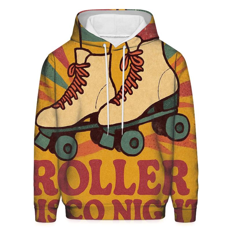 Distressed 1970s Roller Disco Night Flyer zip-up hoodies