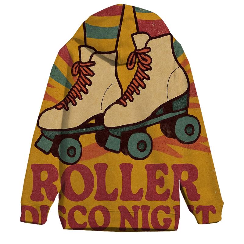 Distressed 1970s Roller Disco Night Flyer zip-up hoodies