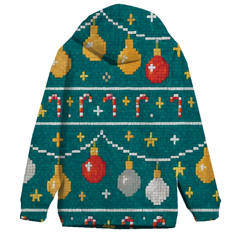 Ornament Garland Checker Rows Design zip-up hoodies