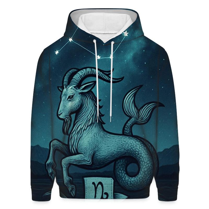 Capricorn Sea Goat Mountain Nebula Crest embroidered hoodies