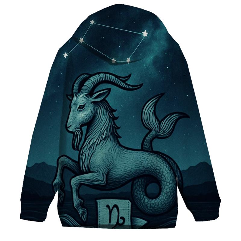 Capricorn Sea Goat Mountain Nebula Crest embroidered hoodies