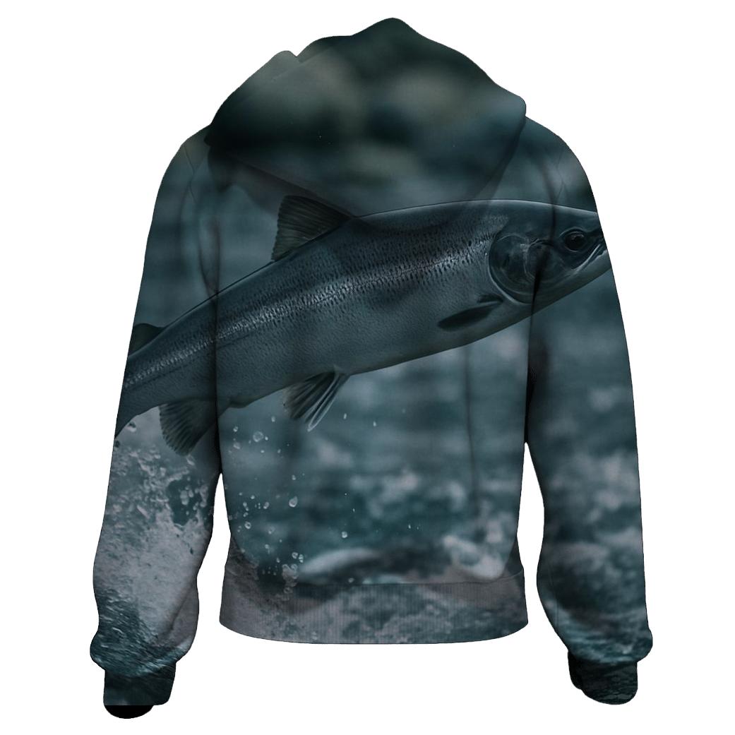 Riverglass Leap Atlantic Salmon premium hoodies