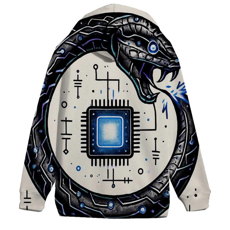 Neon Circuit Ouroboros embroidered hoodies