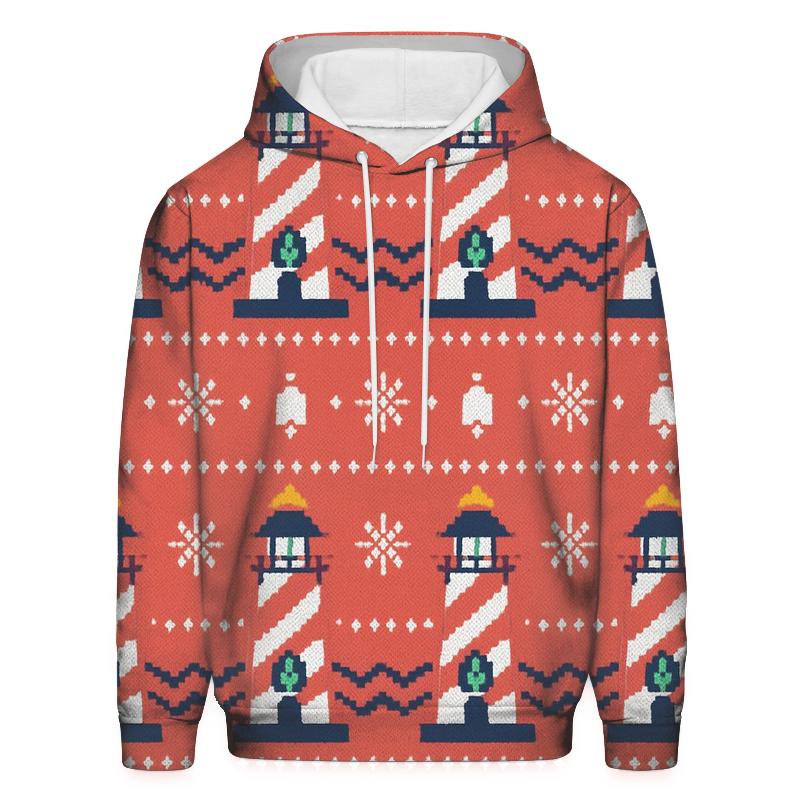 Candy Cane Lighthouse Stripe Design heavyweight hoodies