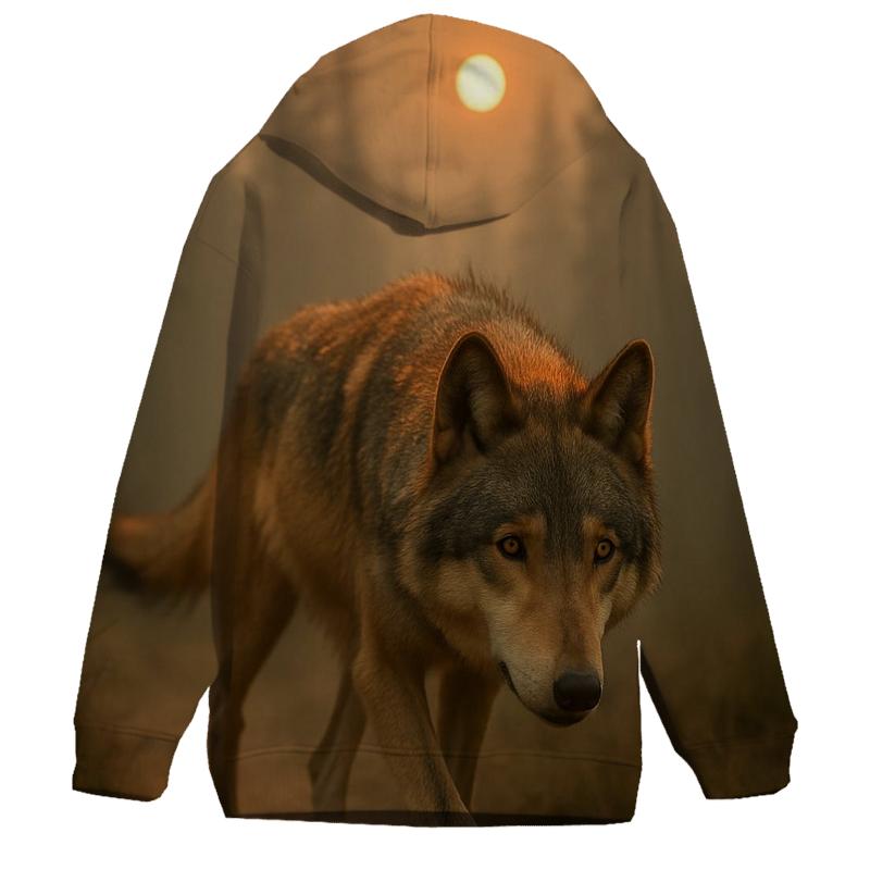 Wildfire Smoke Drift Over A Wolf Trail pullover hoodies