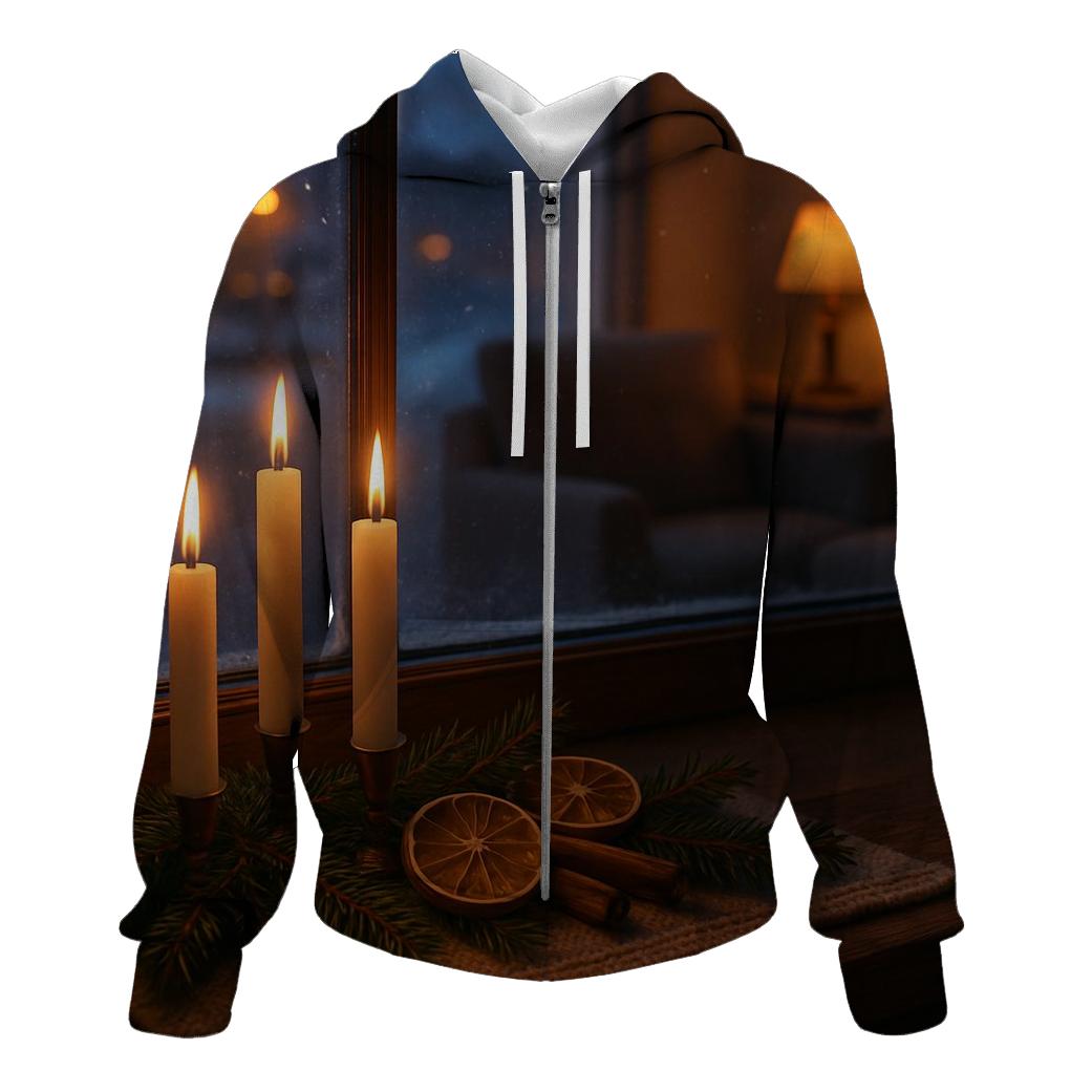 Candlelit Evergreen Window At First Snow hoodies fashion