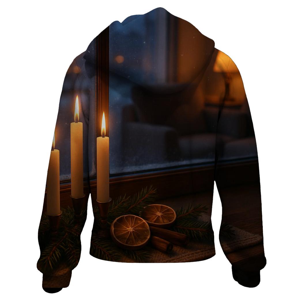 Candlelit Evergreen Window At First Snow hoodies fashion