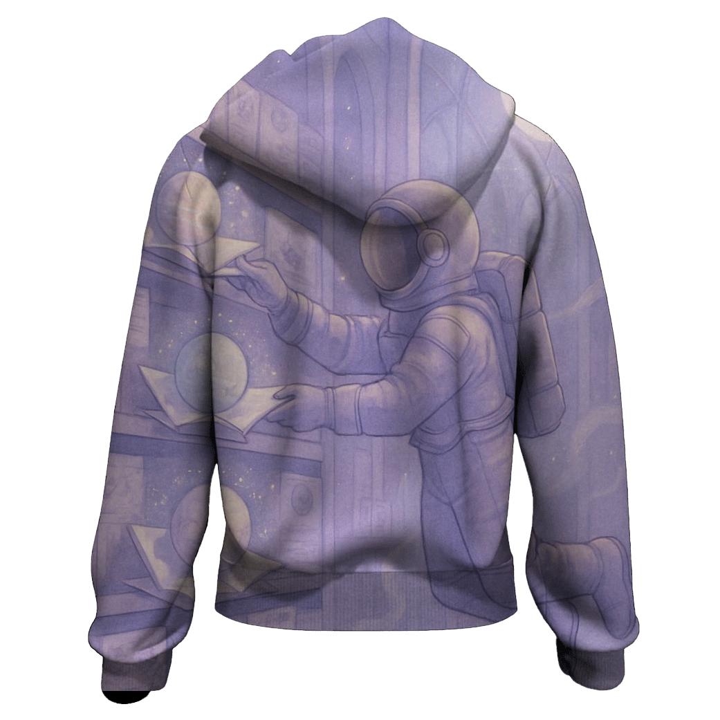Moonlit Library Of Paper Planets zip-up hoodies