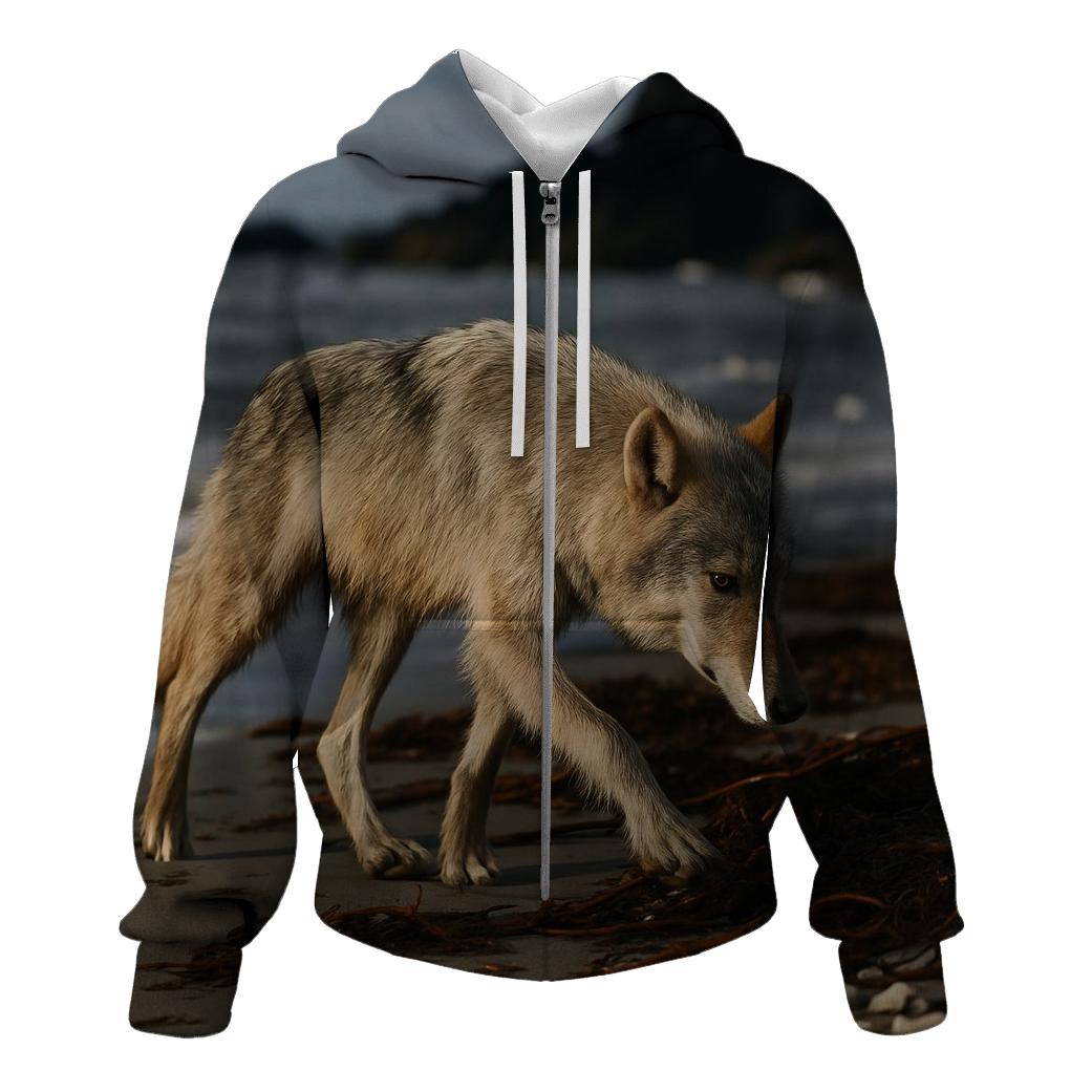Coastal Wolf Hunting The Wrack Line hoodies fashion