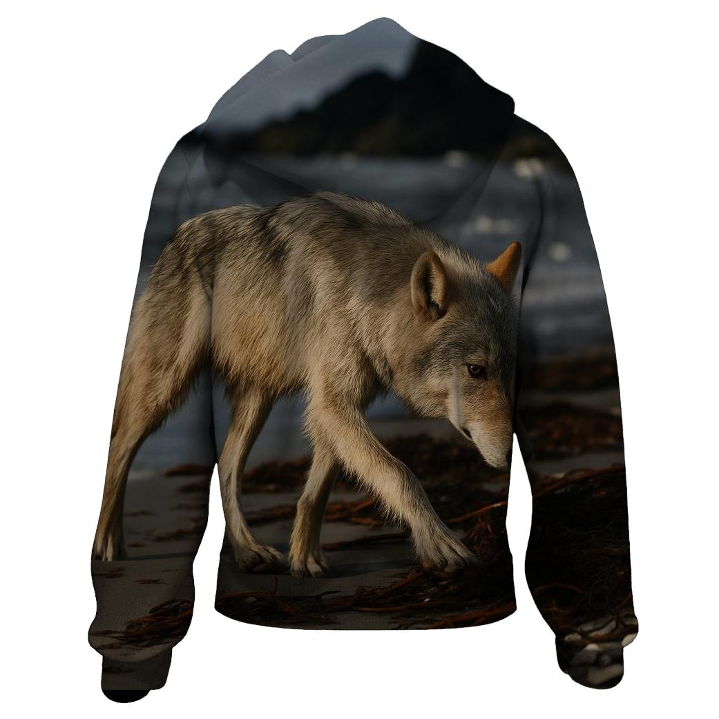 Coastal Wolf Hunting The Wrack Line hoodies fashion