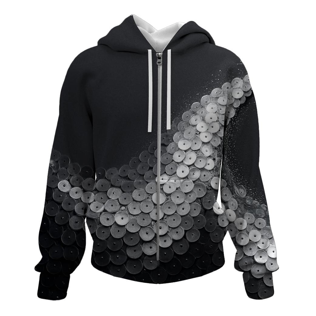 Silver Charcoal Sequin Tide graphic hoodies