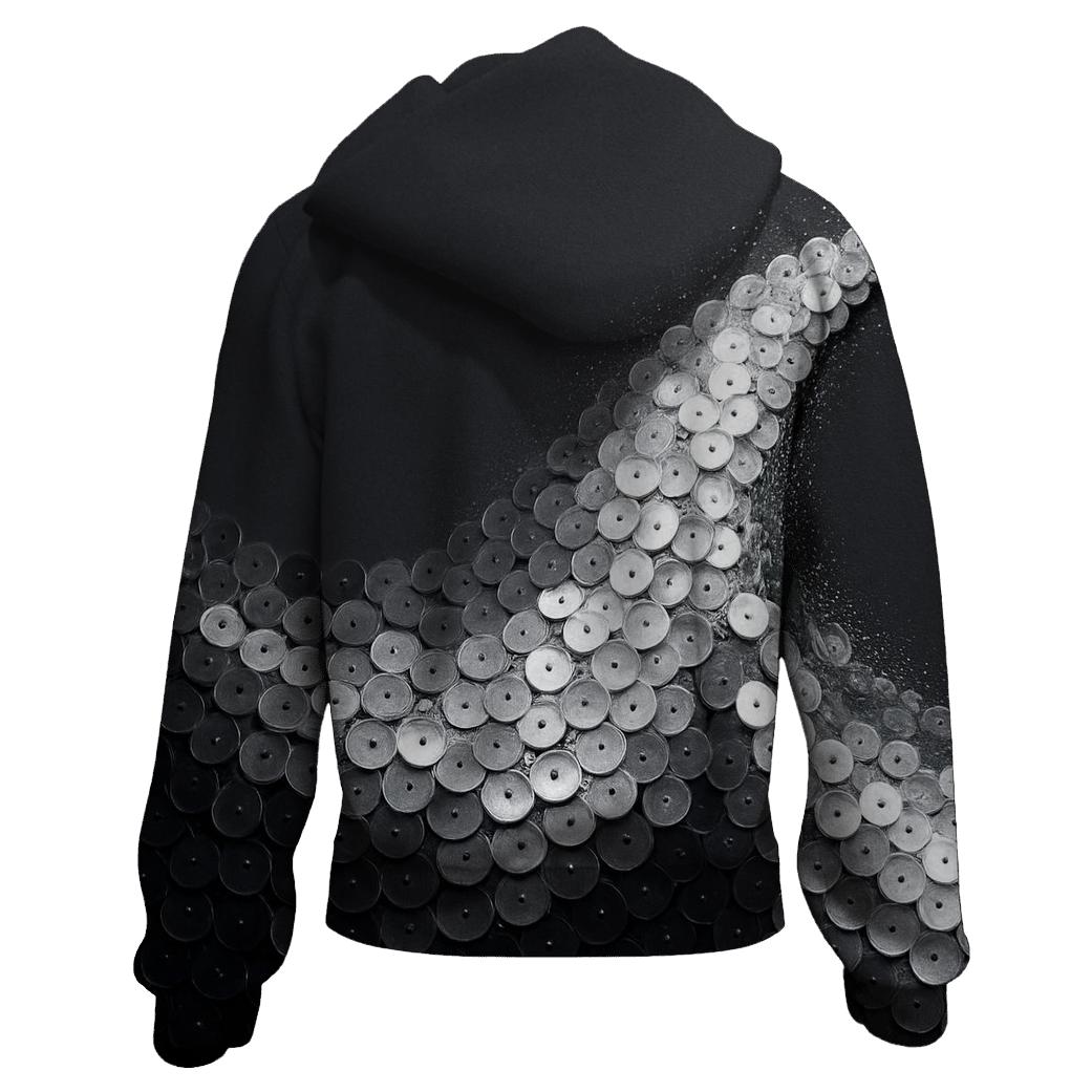 Silver Charcoal Sequin Tide graphic hoodies