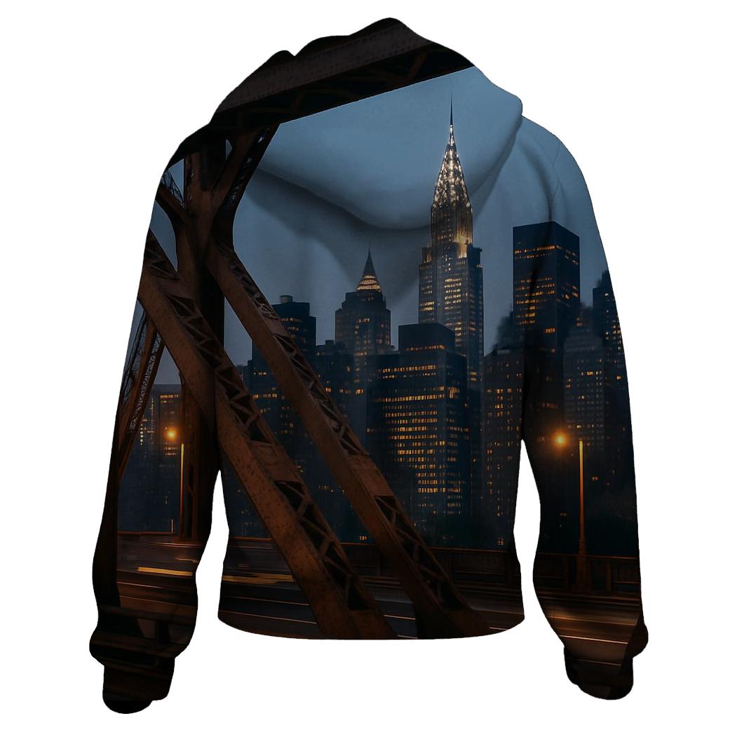 Queensboro Bridge Framing Midtown At Blue Hour premium hoodies