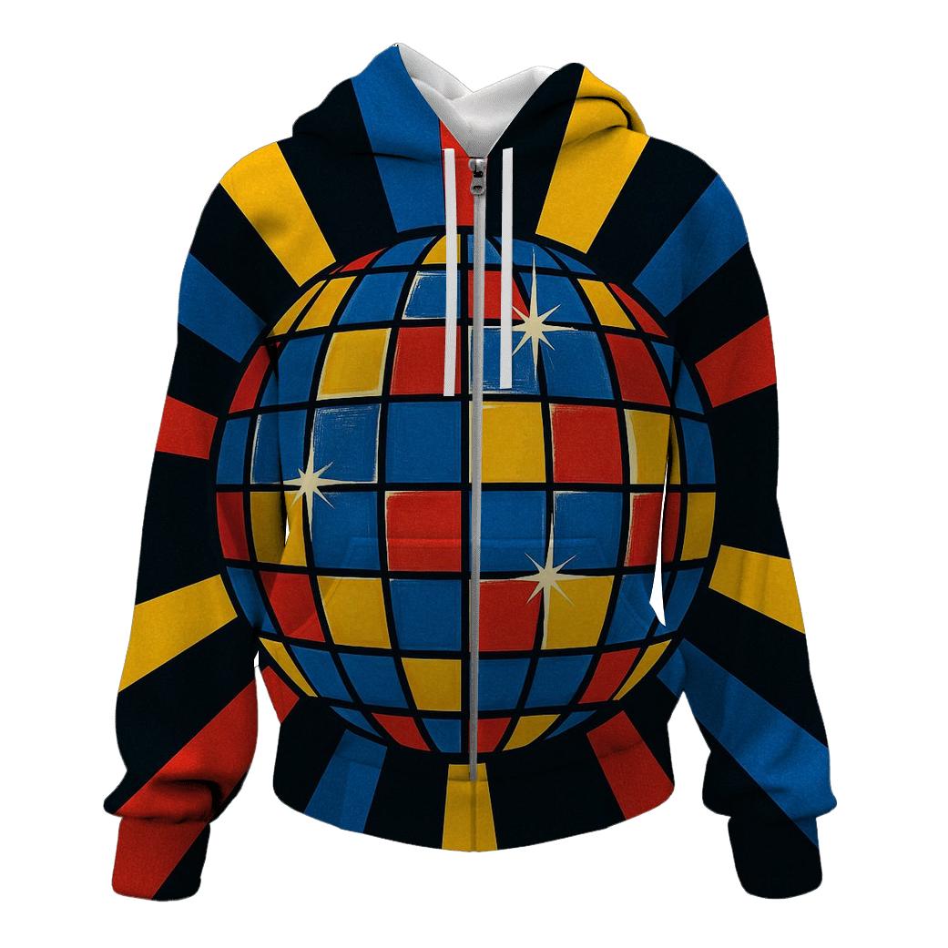 Disco Ball Prism Burst zip-up hoodies