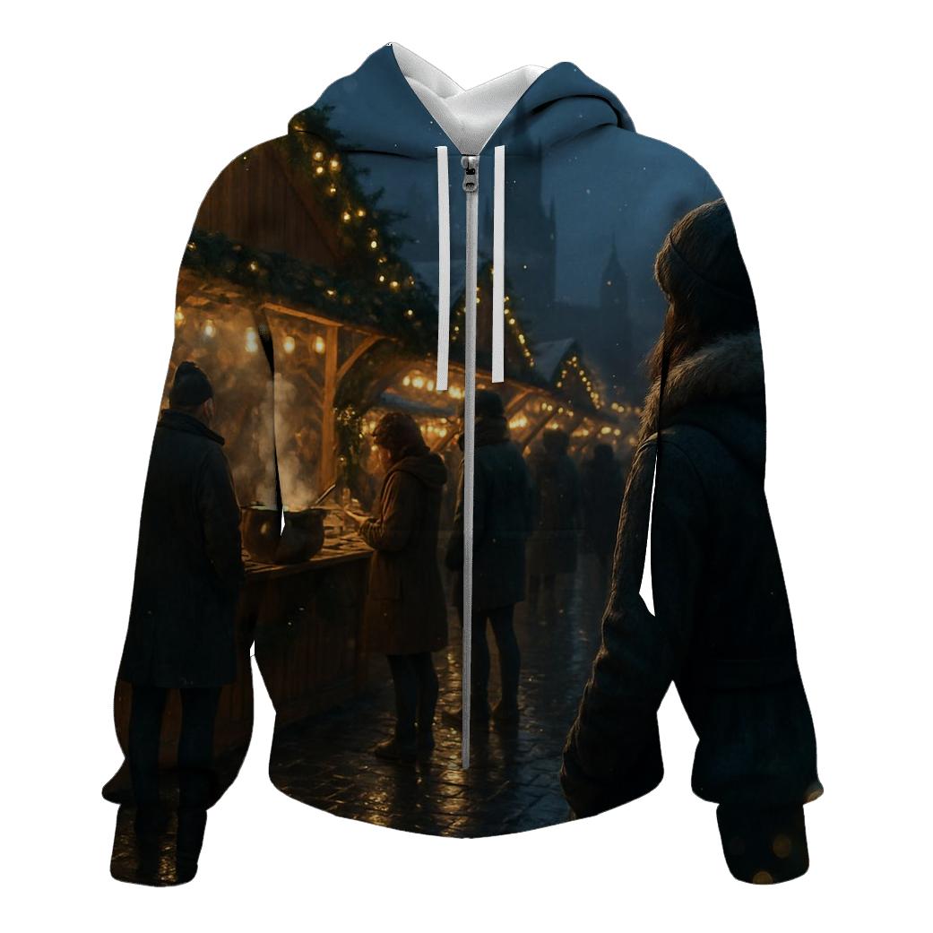 Christmas Market Under Lantern Bokeh printed hoodies