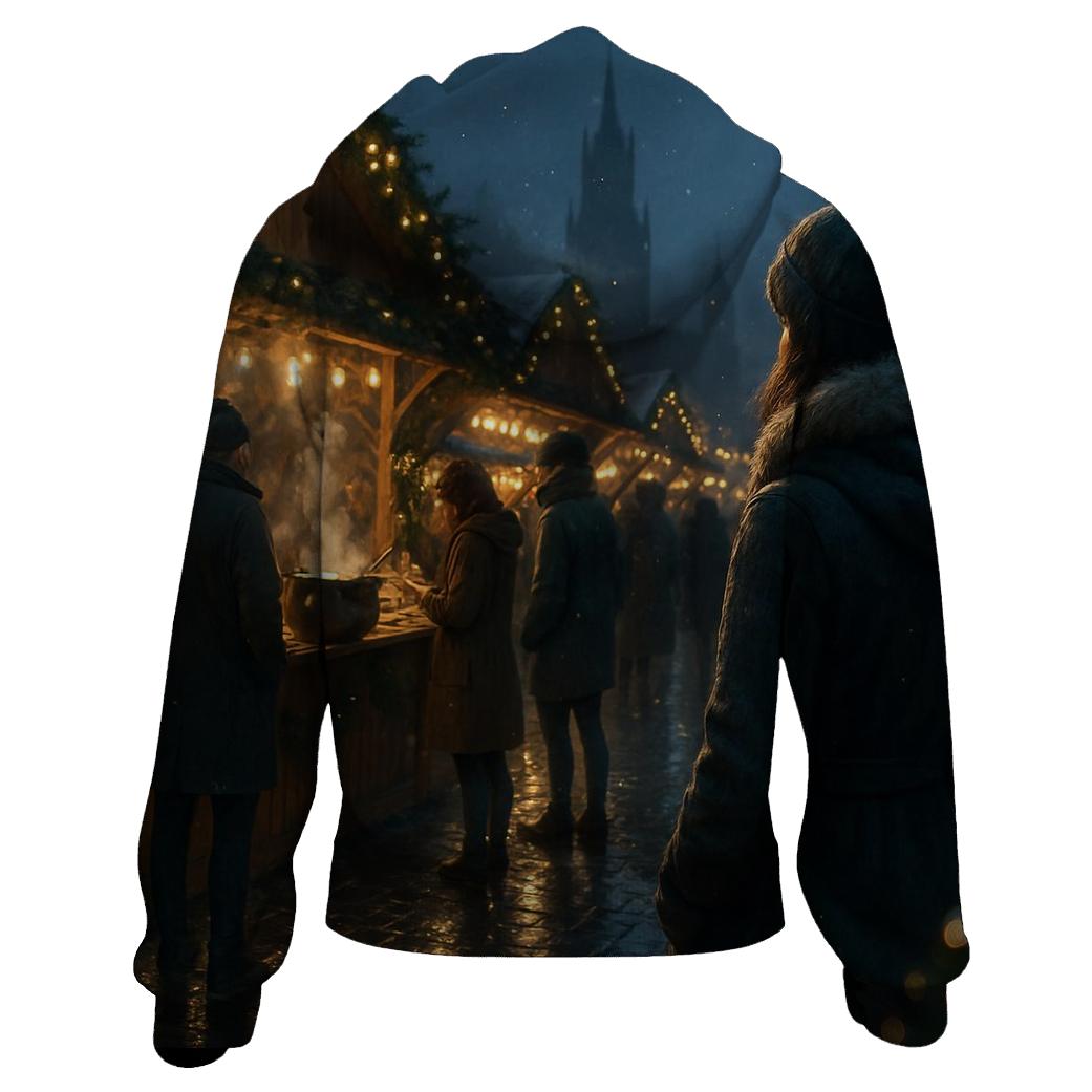 Christmas Market Under Lantern Bokeh printed hoodies