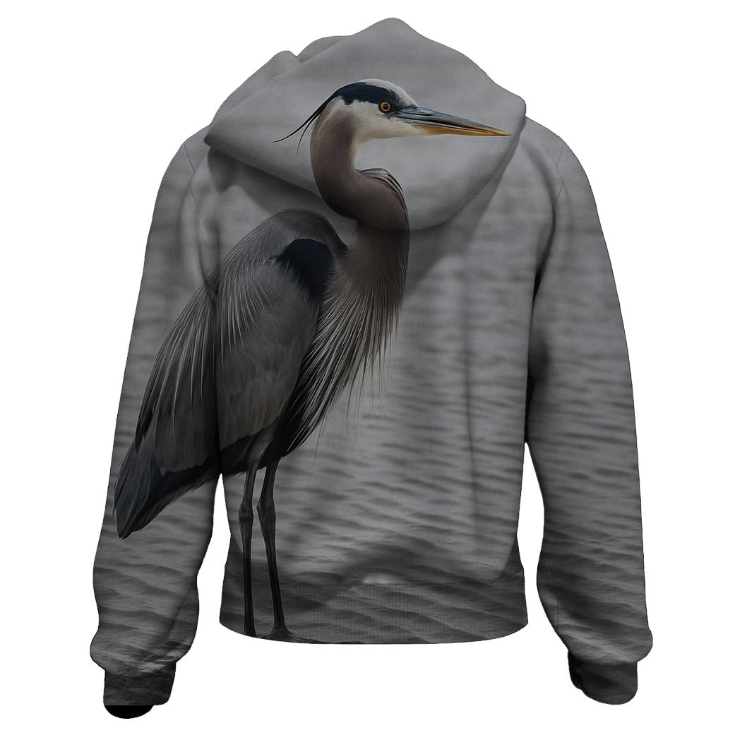 Mudflat Sentinel Great Blue Heron hoodie styles