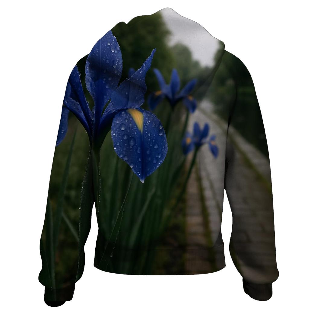 Dutch Iris After Rain Along Canal Path printed hoodies