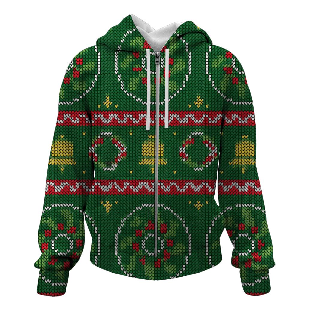 Holly Wreath Pinwheel Bands Design pullover hoodies