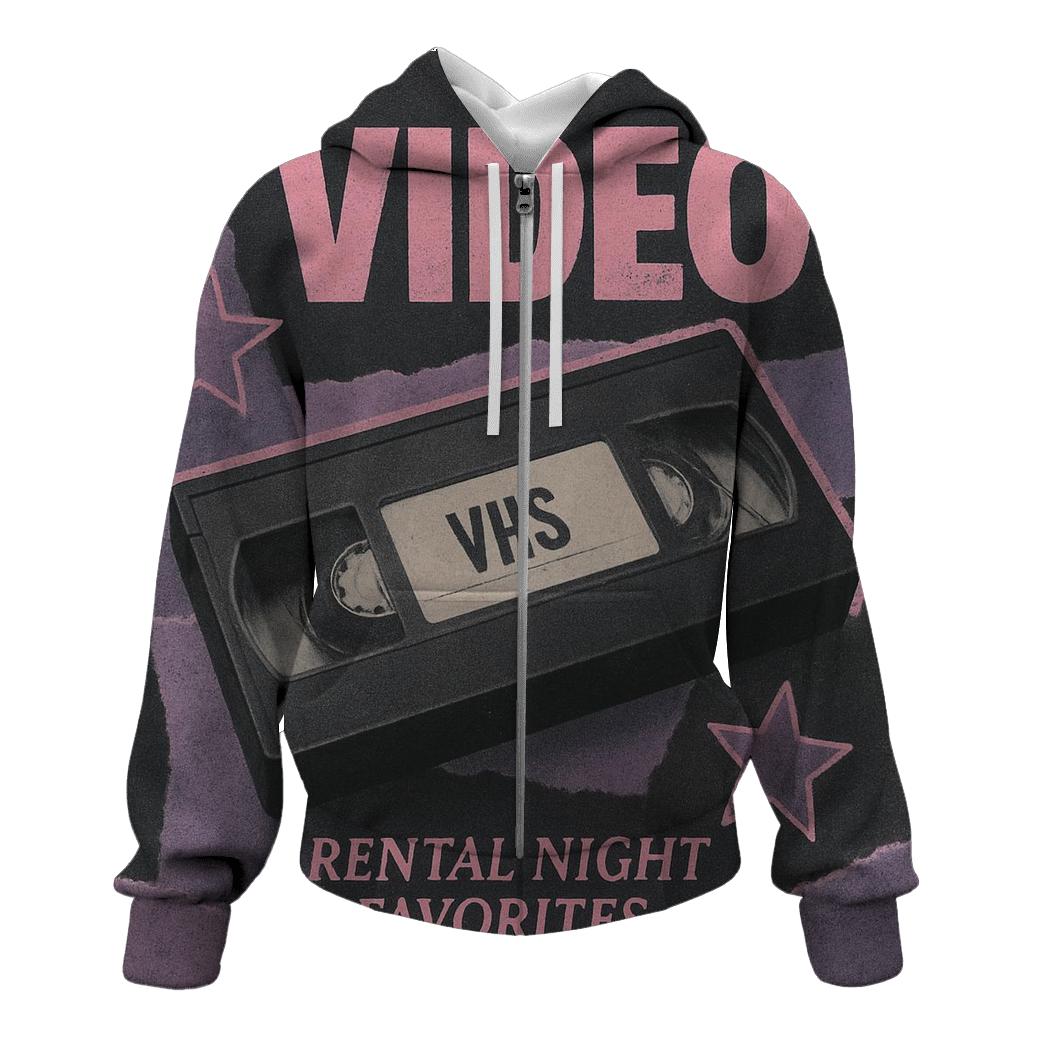 Classic 1990s VHS Rental Night Collage designer hoodies