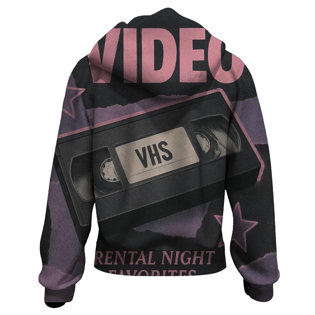 Classic 1990s VHS Rental Night Collage designer hoodies