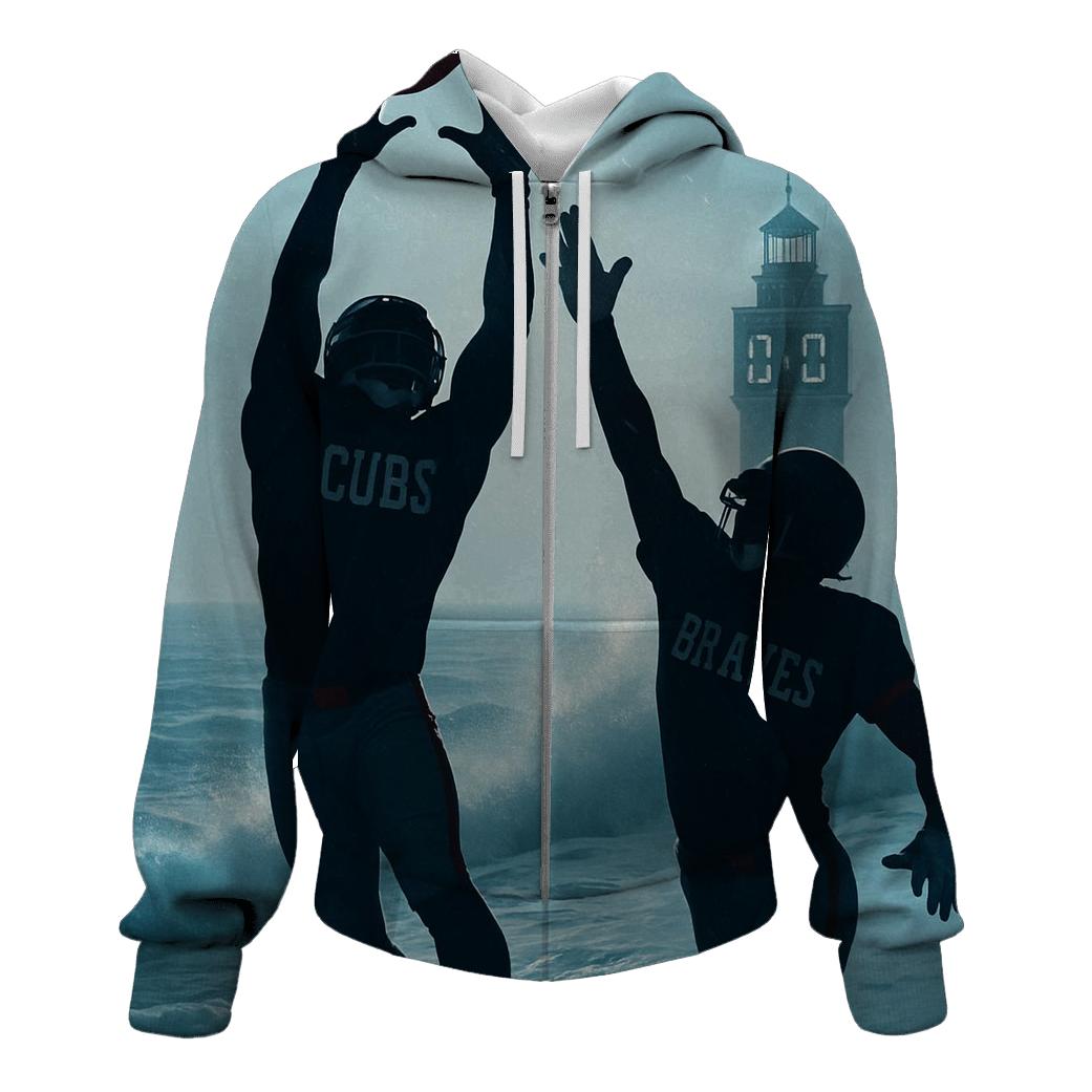 Lakefront Hail Mary Over Frozen Spray zip-up hoodies