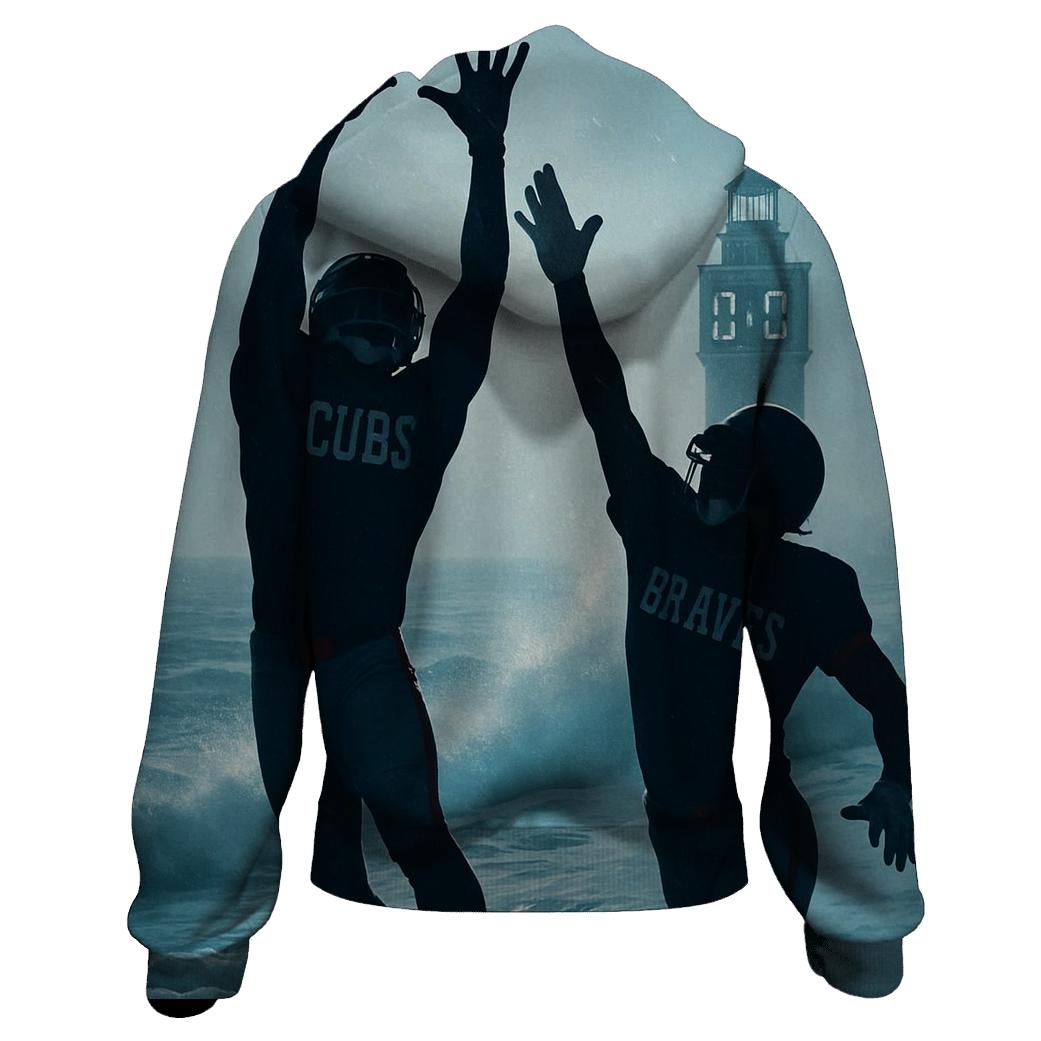 Lakefront Hail Mary Over Frozen Spray zip-up hoodies
