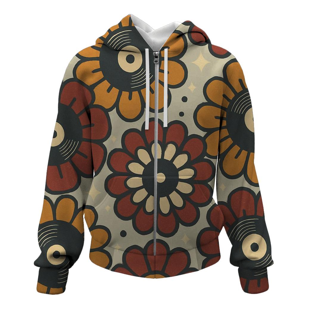 Vinyl Record Blossom Wheels pullover hoodies