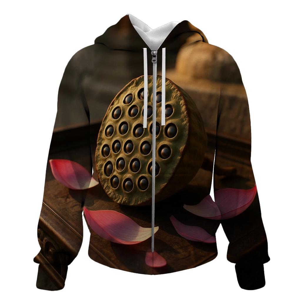 Lotus Seed Pod On Carved Temple Tray printed hoodies