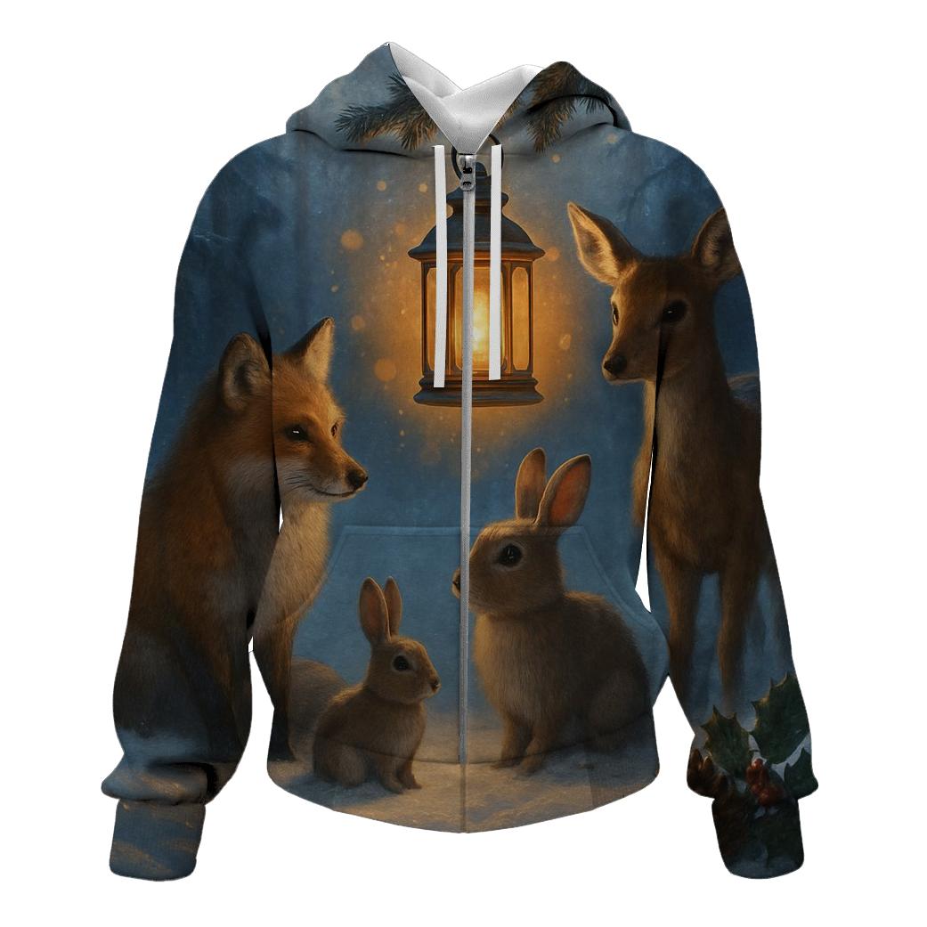 Woodland Lantern And Winter Friends graphic hoodies