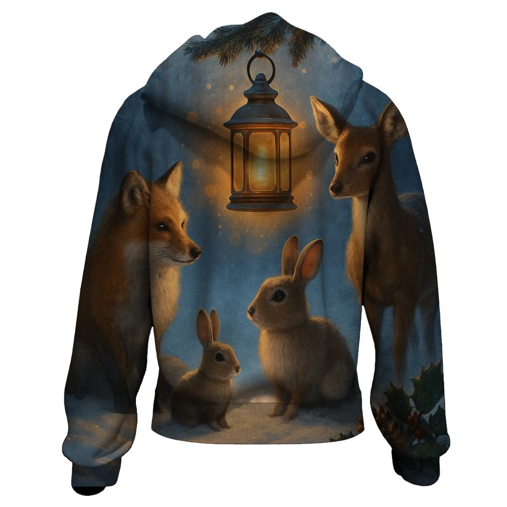 Woodland Lantern And Winter Friends graphic hoodies