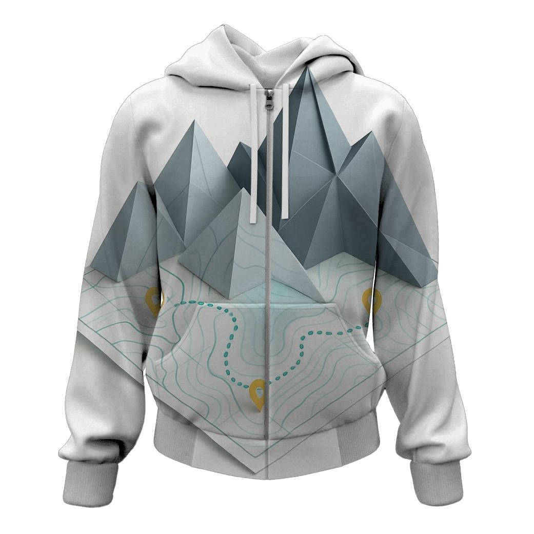 Mountain Fold Origami Map lightweight hoodies