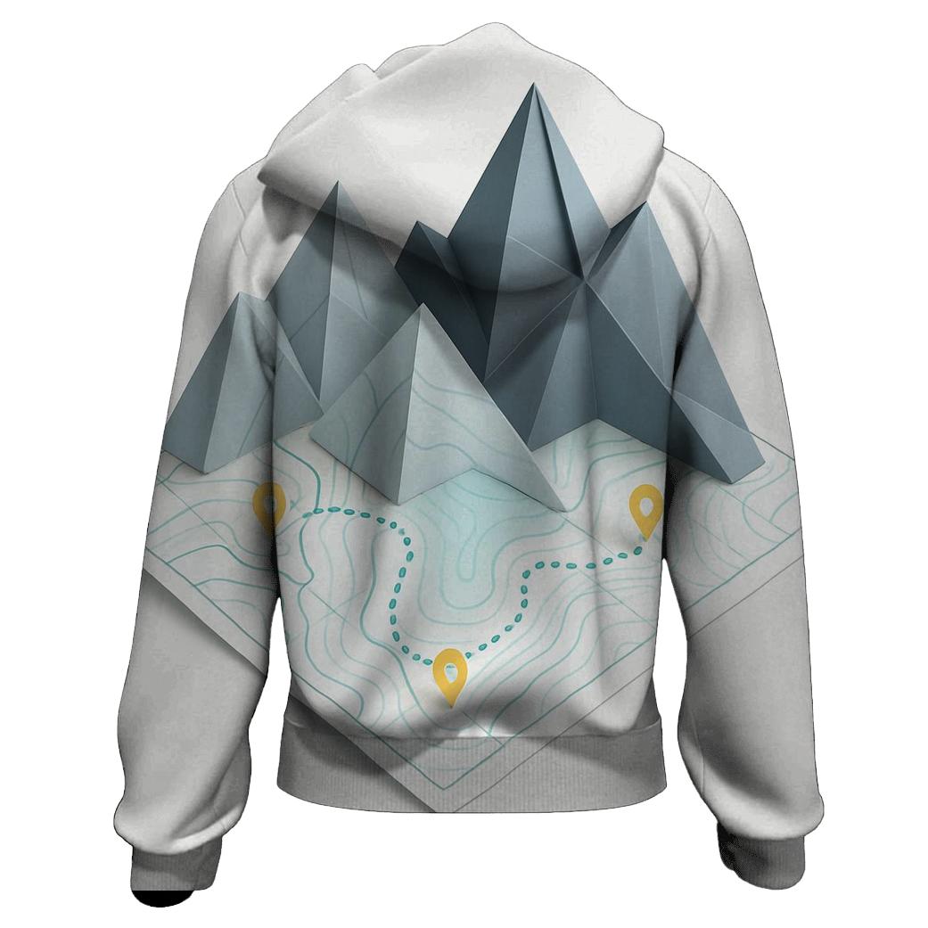 Mountain Fold Origami Map lightweight hoodies