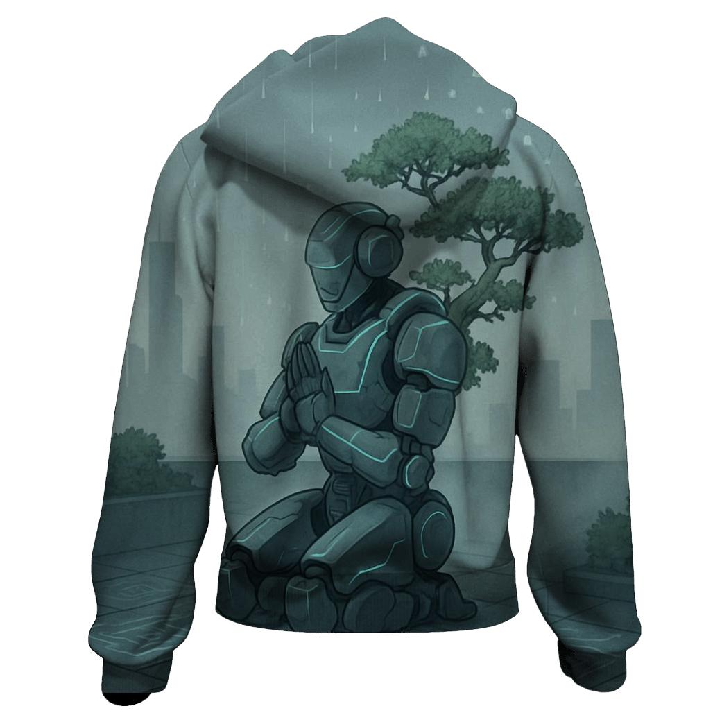 Bonsai Mech Rain Meditation graphic hoodies