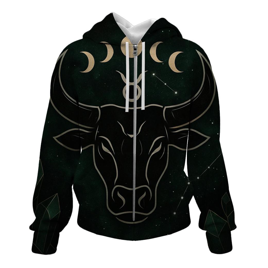 Taurus Bull Moonlit Crystal Emblem hoodie trends