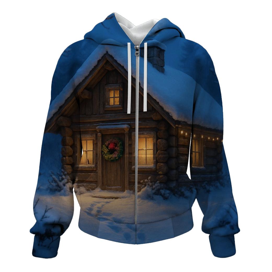Wreath Adorned Cabin Path At Dusk hoodies fashion