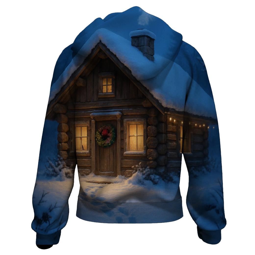 Wreath Adorned Cabin Path At Dusk hoodies fashion