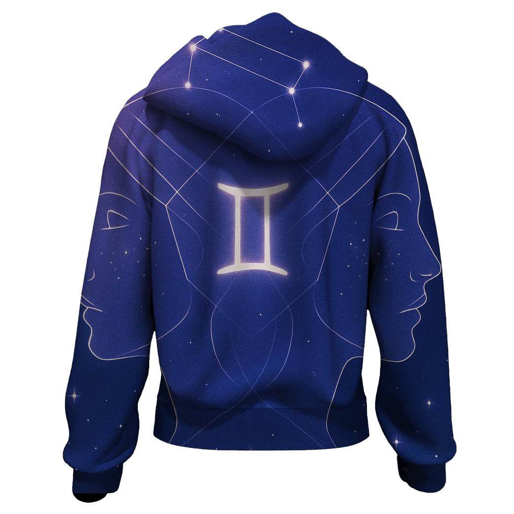 Gemini Twins Mirror Constellation Portrait printed hoodies