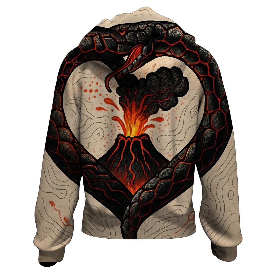 Volcanic Heart Ouroboros pullover hoodies