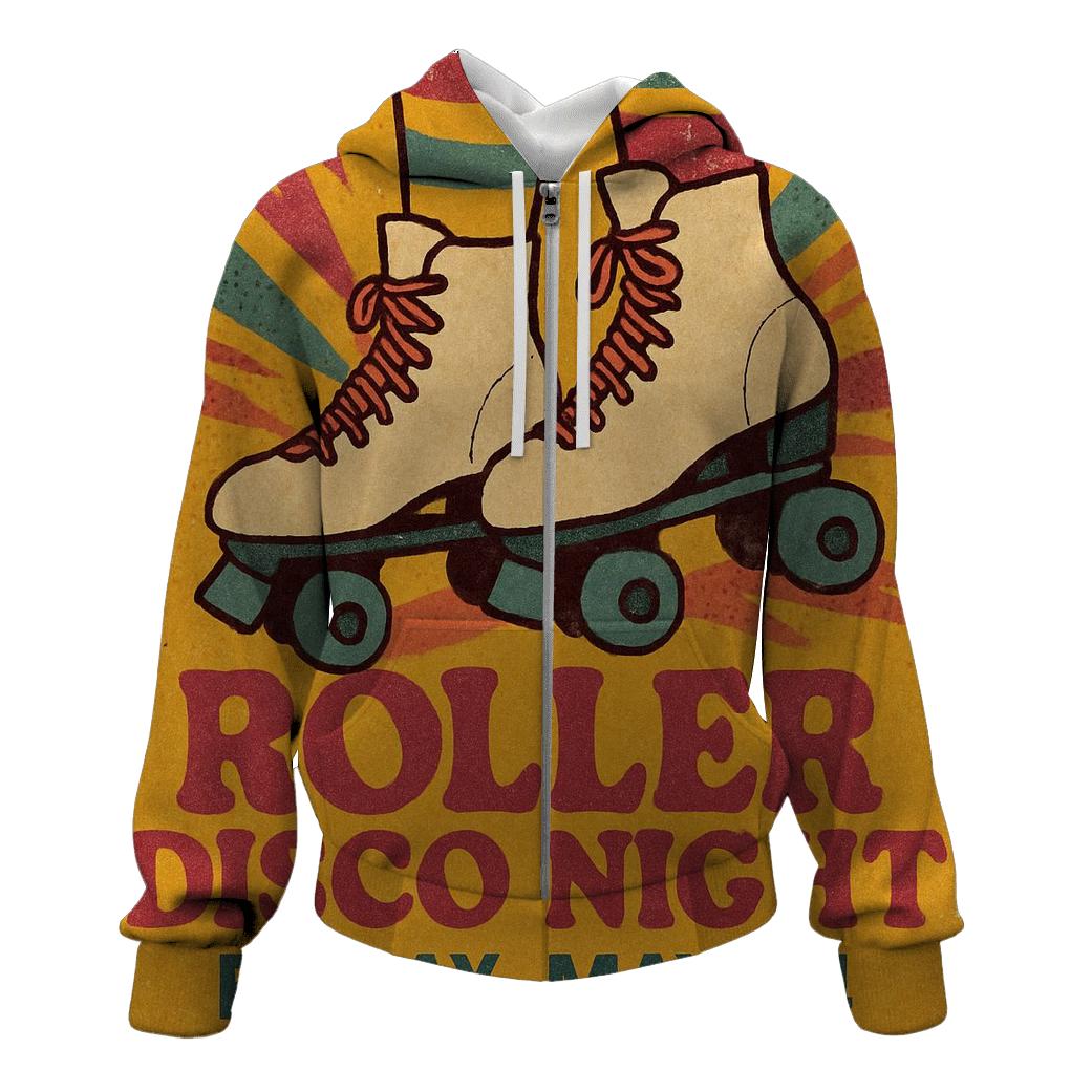 Distressed 1970s Roller Disco Night Flyer heavyweight hoodies