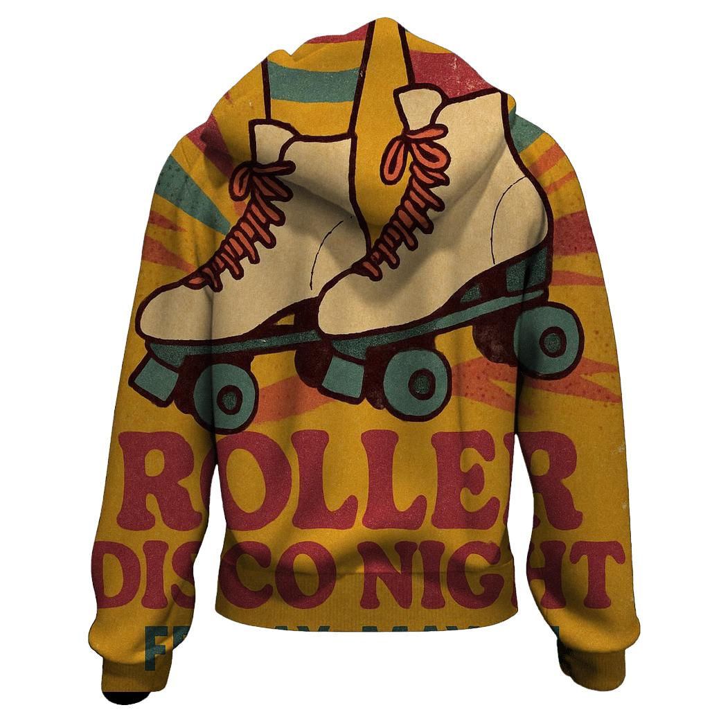 Distressed 1970s Roller Disco Night Flyer heavyweight hoodies