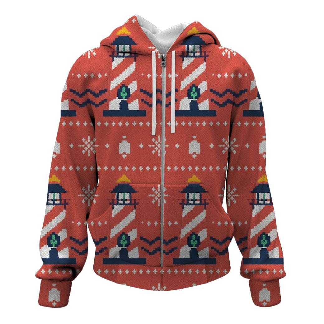Candy Cane Lighthouse Stripe Design graphic hoodies