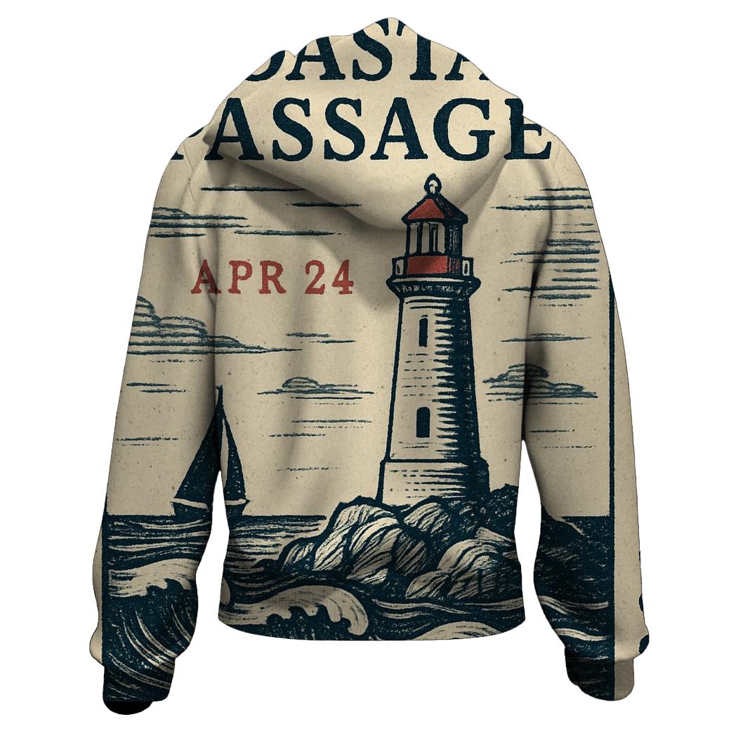 Old Time Maritime Lighthouse Travel Stamp designer hoodies