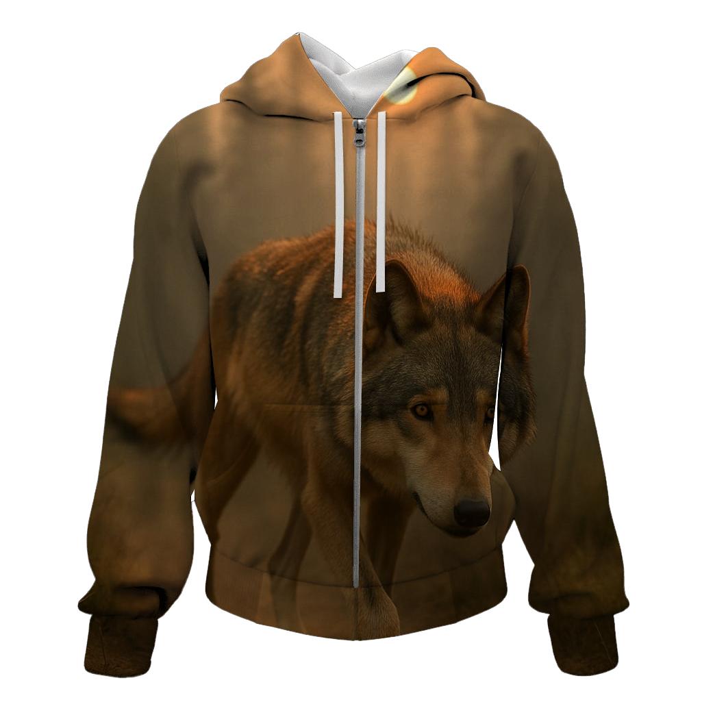 Wildfire Smoke Drift Over A Wolf Trail hoodie designs