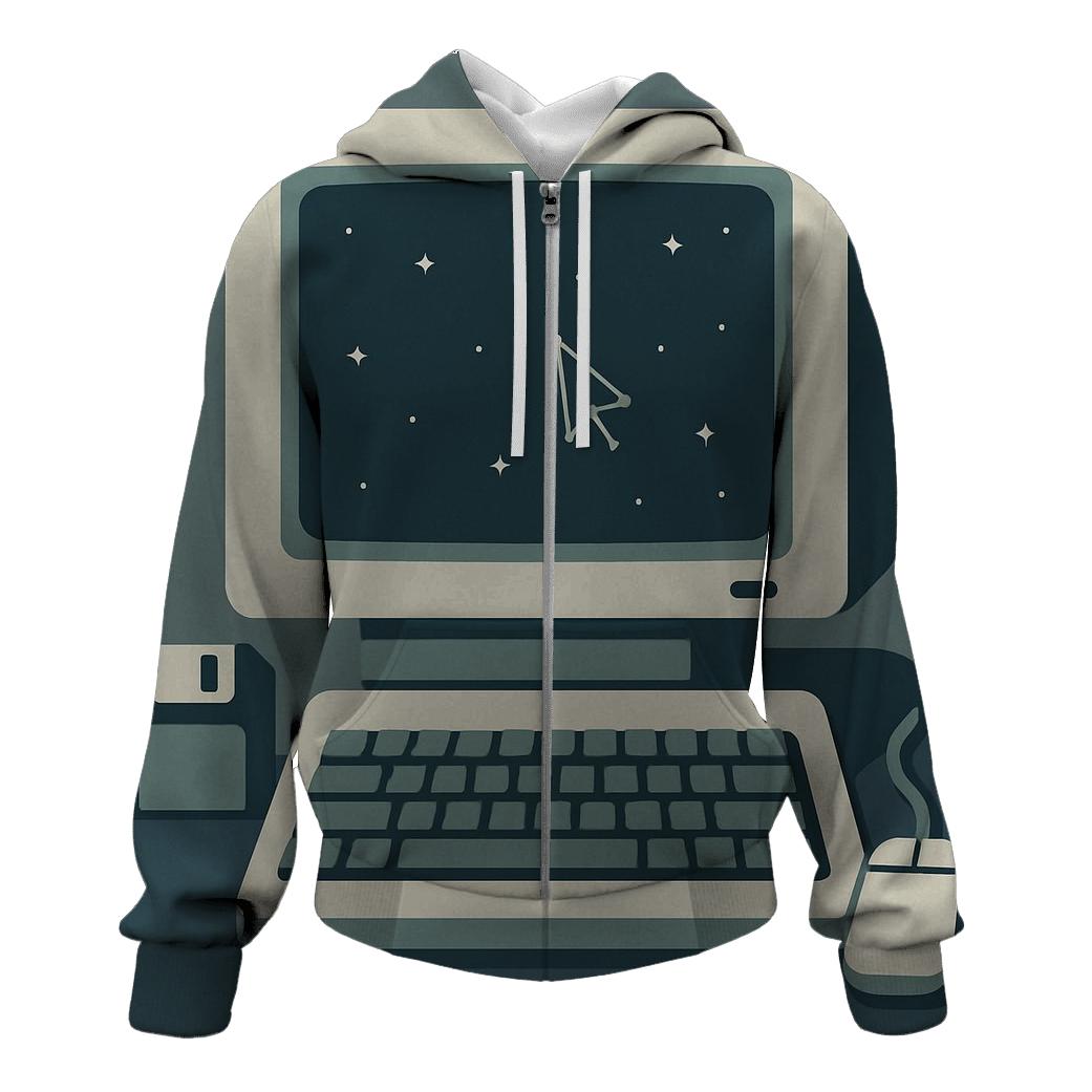 Retro Computer Starfield Desktop pullover hoodies