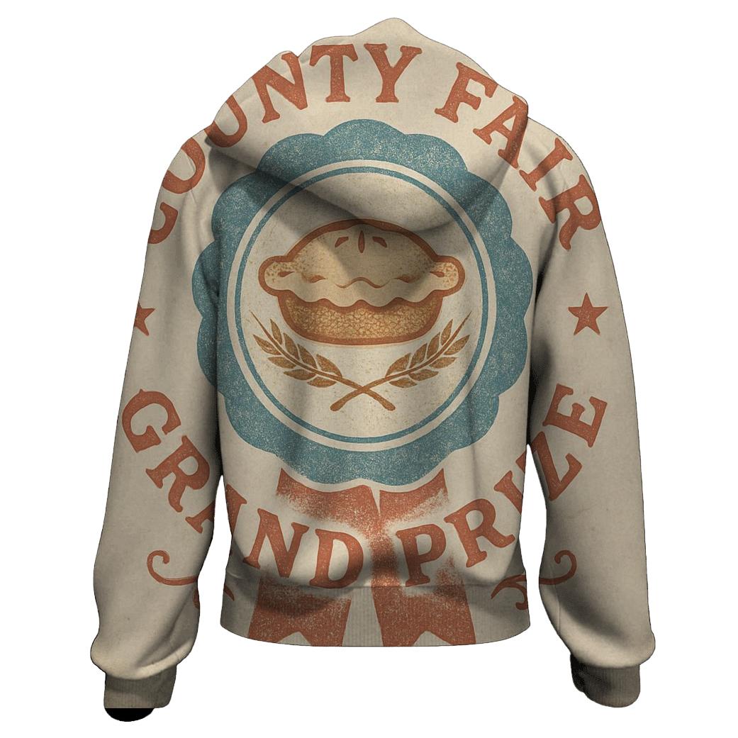 Retro Country Fair Prize Ribbon Emblem zip-up hoodies