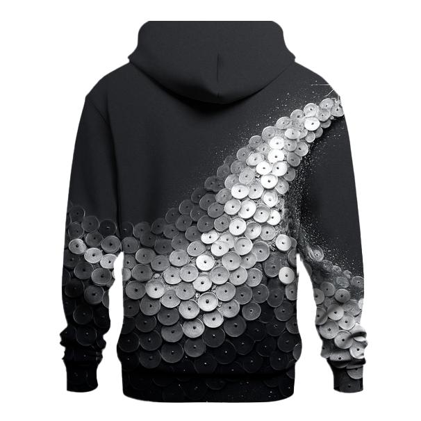 Silver Charcoal Sequin Tide graphic hoodies