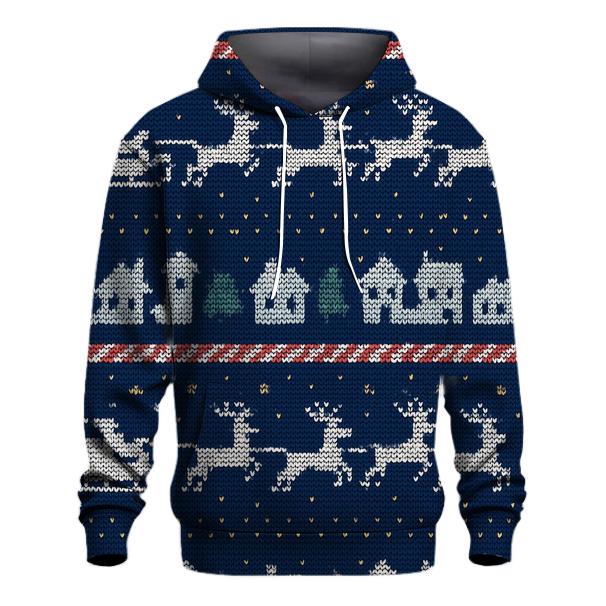 Santa Sleigh Skyline Stripe Design heavyweight hoodies