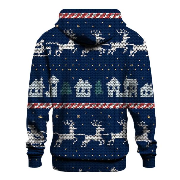 Santa Sleigh Skyline Stripe Design heavyweight hoodies