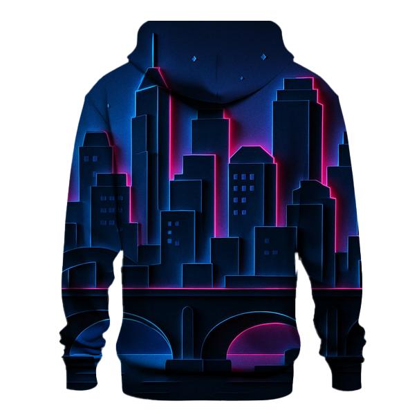 Neon Skyline Paper Cut Layers hoodie trends